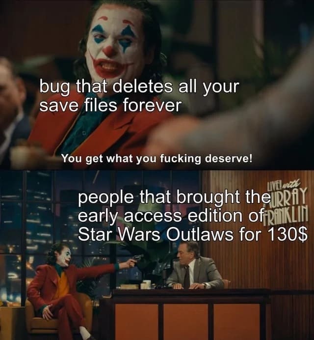 star wars outlaws memes, Star Wars gaming memes, Video game patch memes, Early access game memes