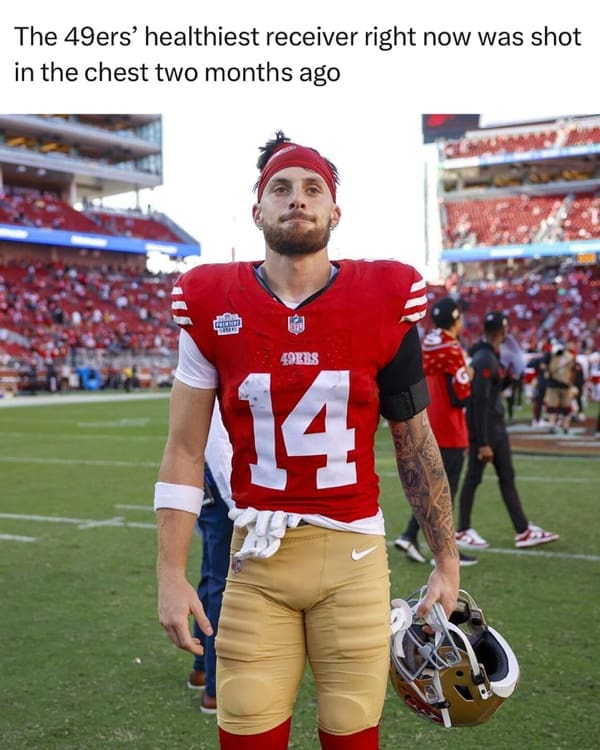 The 49ers' healthiest receiver right now was shot in the chest two months ago