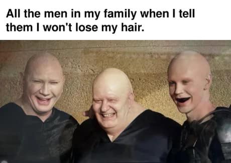 bald memes, bald guy memes, hair loss memes, funny bald jokes, bald humor, receding hairline humor, self-deprecating humor, bald life jokes