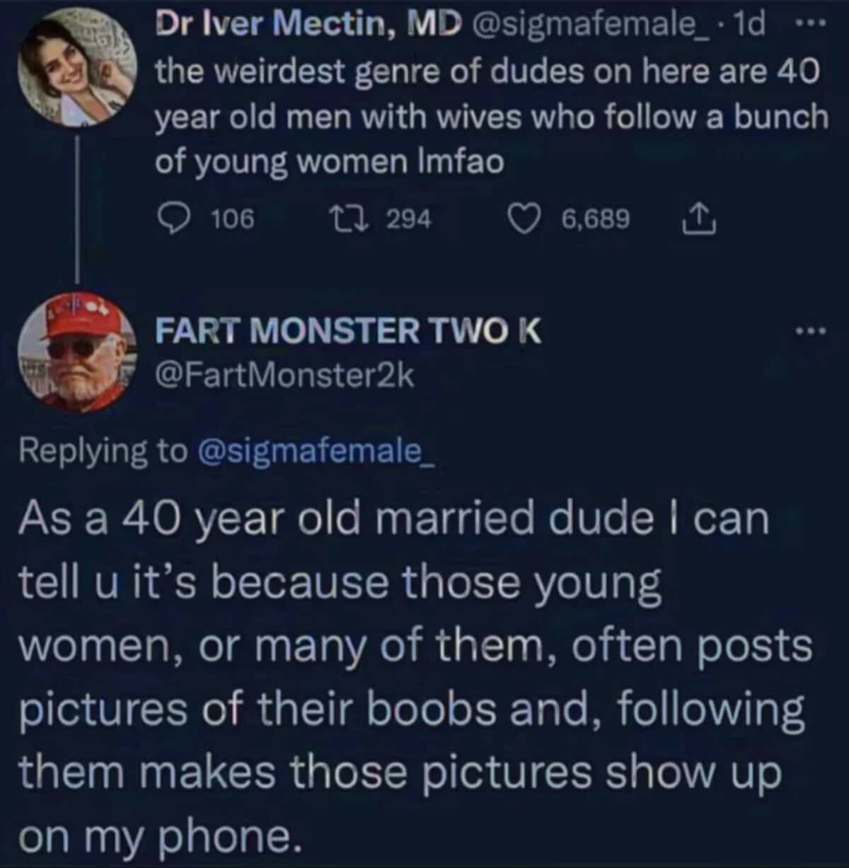 As a 40 year old married dude I can tell u it's because those young women, or many of them, often posts pictures of their boobs and, following them makes those pictures show up on my phone.