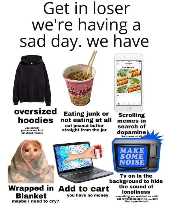 depressing memes, dark humor memes, relatable memes, funny sad memes, bleak memes, melancholy humor