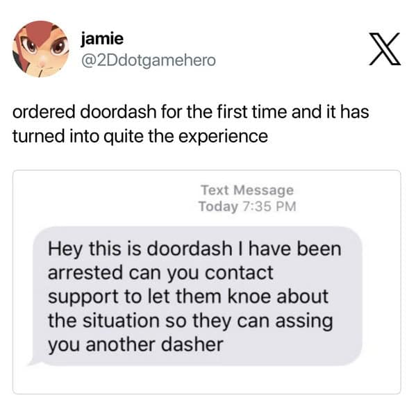 doordash memes, food delivery memes, online order memes, delivery fails, DoorDash fails, funny food delivery, delivery driver memes, DoorDash jokes, delivery mishaps, funny delivery memes