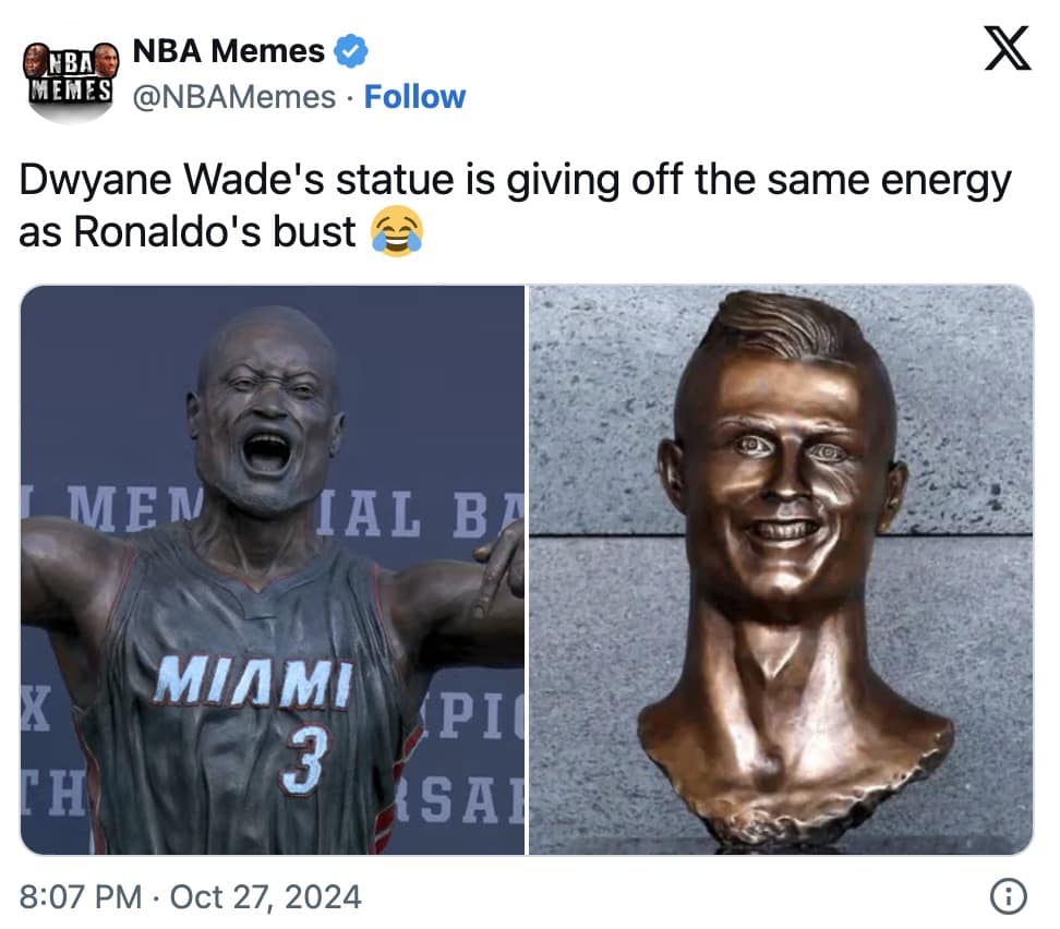 dwayne wade statue memes, d-wade statue memes, Dwayne Wade tribute memes, Dwayne Wade sculpture memes, D-Wade statue jokes, Dwayne Wade monument memes, NBA statue memes, Dwayne Wade bronze memes
