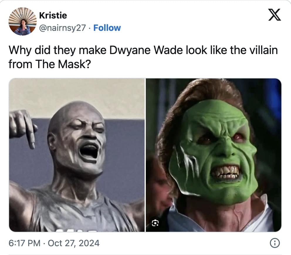 dwayne wade statue memes, d-wade statue memes, Dwayne Wade tribute memes, Dwayne Wade sculpture memes, D-Wade statue jokes, Dwayne Wade monument memes, NBA statue memes, Dwayne Wade bronze memes