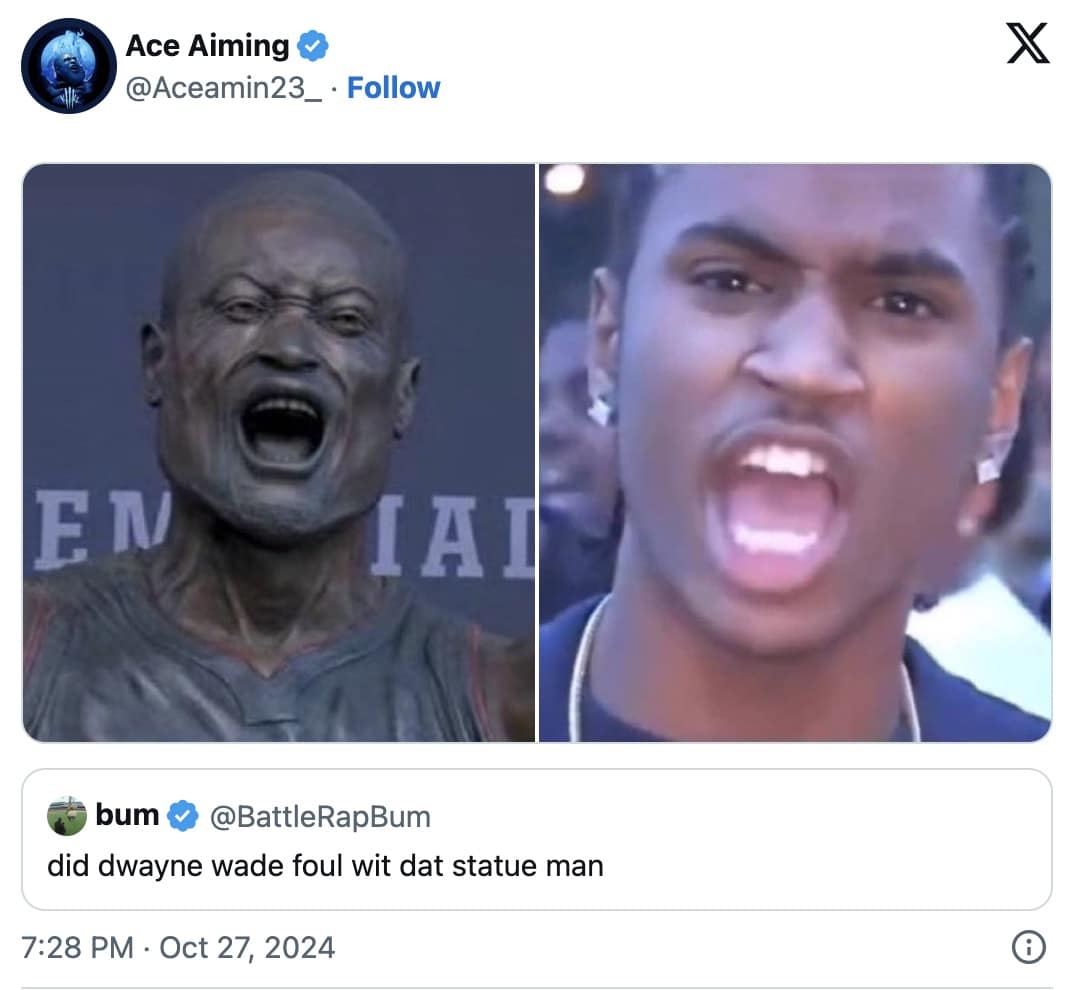 dwayne wade statue memes, d-wade statue memes, Dwayne Wade tribute memes, Dwayne Wade sculpture memes, D-Wade statue jokes, Dwayne Wade monument memes, NBA statue memes, Dwayne Wade bronze memes