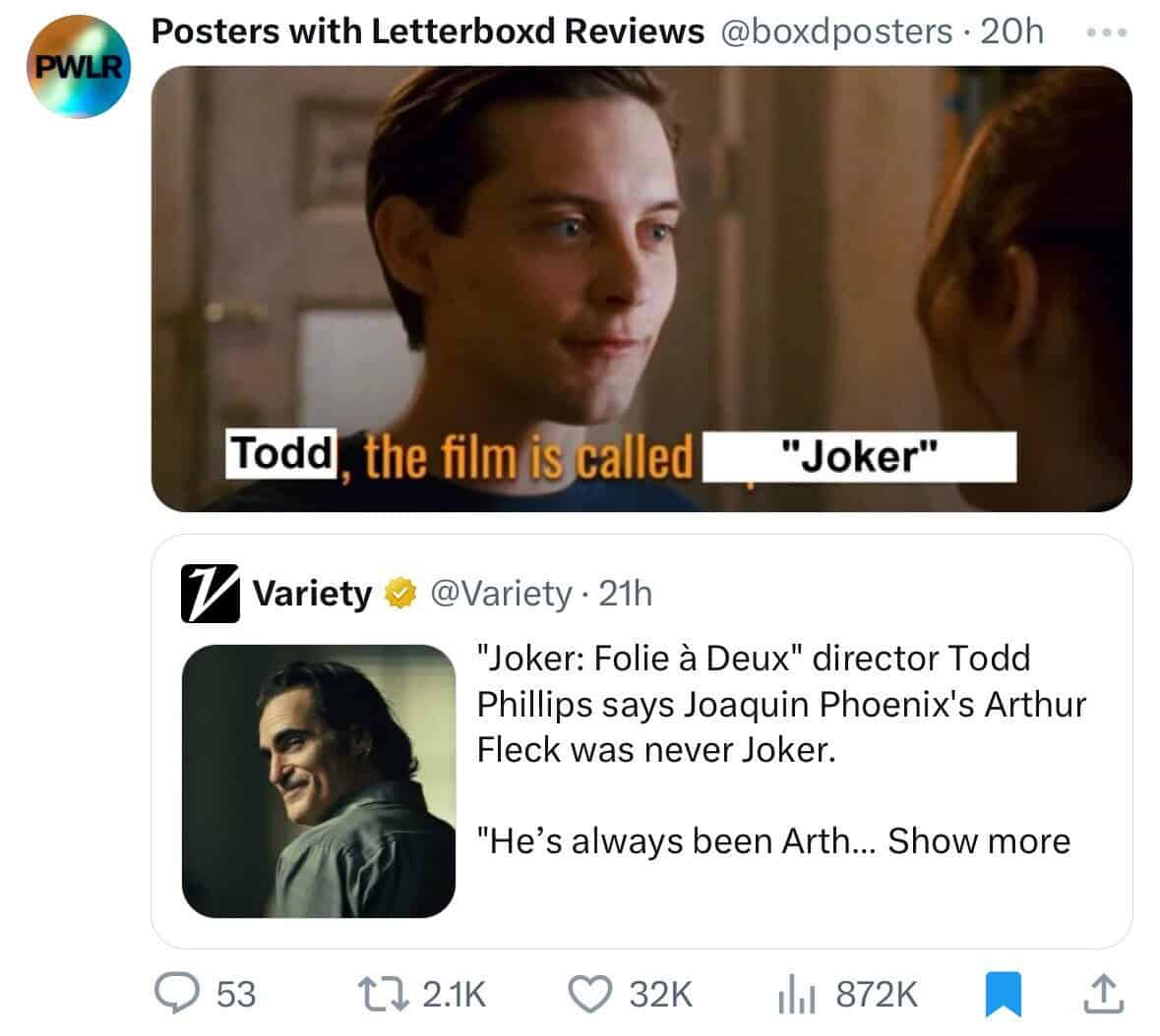 Todd, the film is called 7 Variety "Joker"