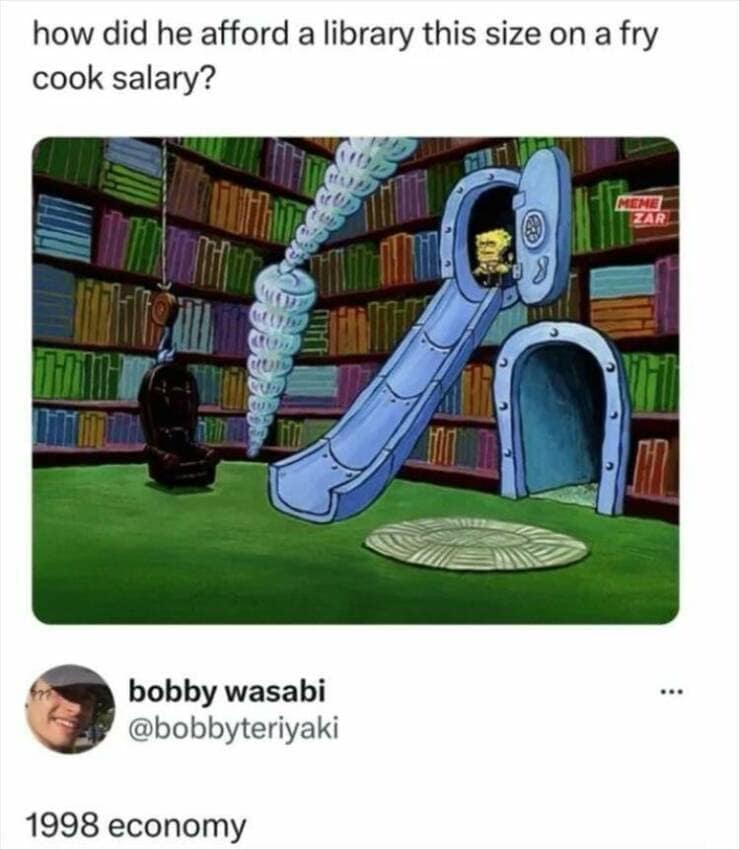 how did he afford a library this size on a fry cook salary?