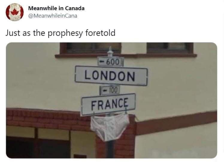 Just as the prophesy foretold 600 LONDON 100 FRANCE