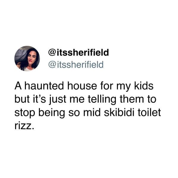 A haunted house for my kids but it's just me telling them to stop being so mid skibidi toilet rizz.