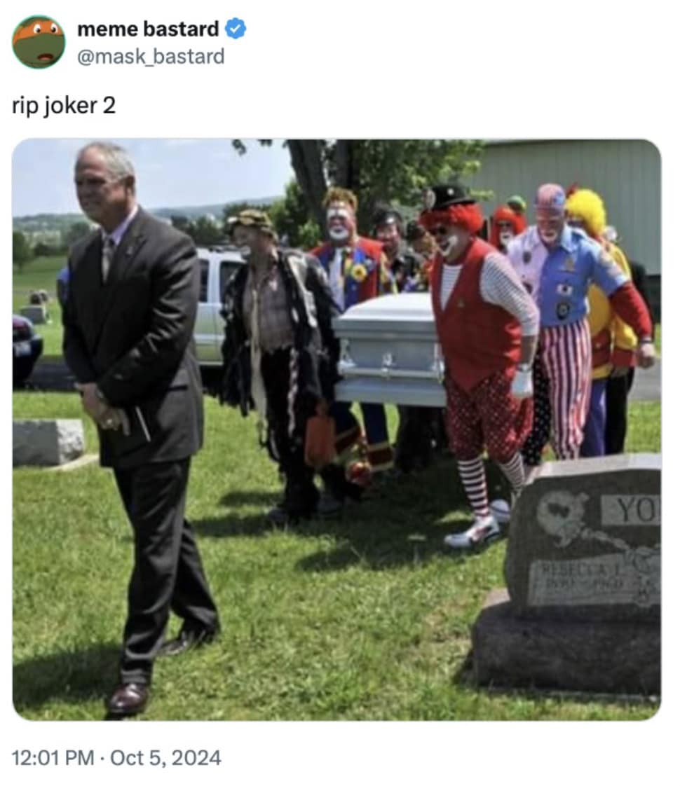 Joker 2 memes, joker 2 reactions, Joker memes, Joker sequel memes, movie roast memes, musical memes, bad movie memes, film satire, movie sequel humor, film criticism memes