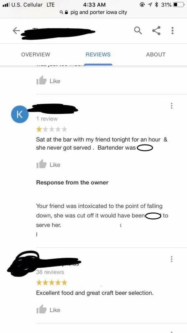 Sat at the bar with my friend tonight for an hour & she never got served. Bartender was