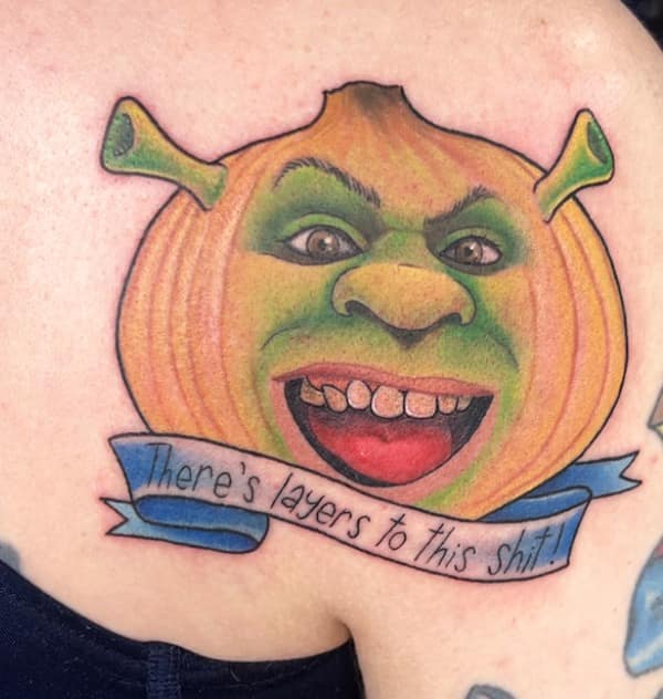 shrek tattoos, funny tattoos, hilarious tattoos, Shrek memes, ogre tattoos, meme tattoos