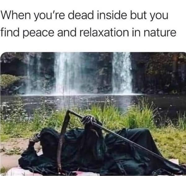 When you're dead inside but you find peace and relaxation in nature