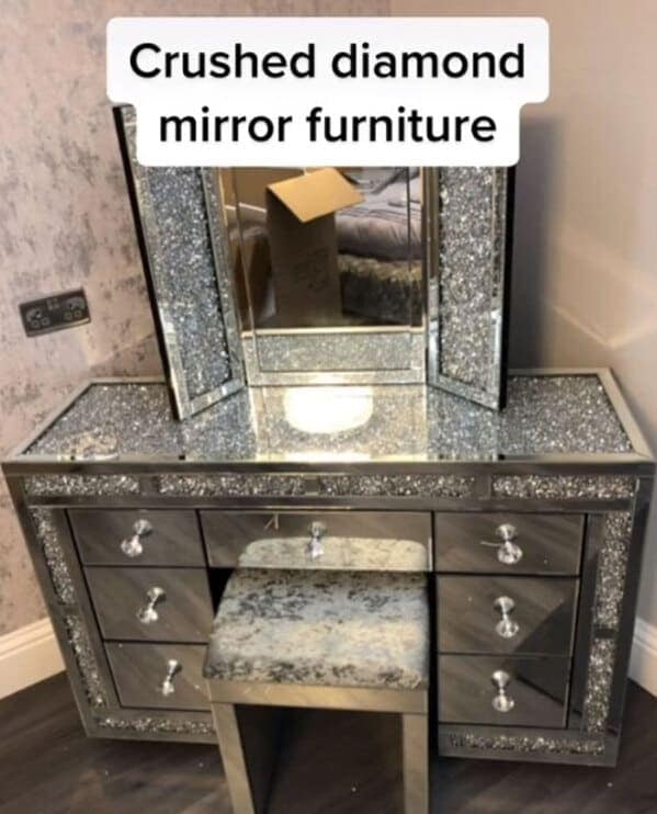 Crushed diamond mirror furniture