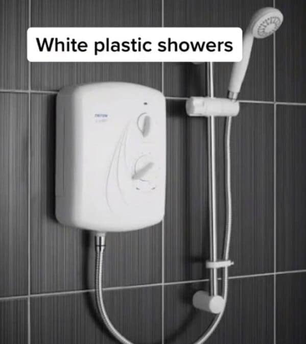 White plastic showers