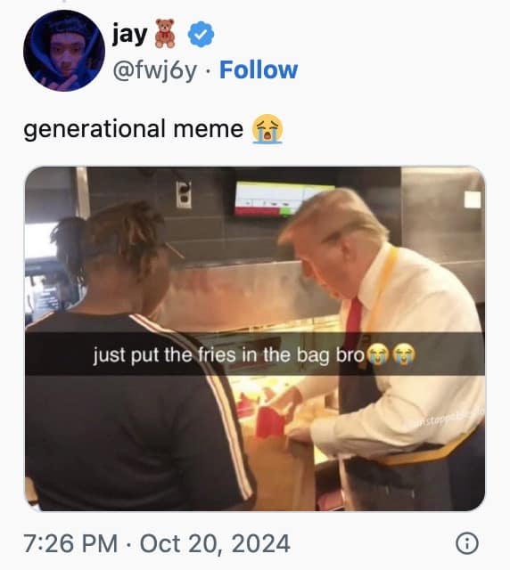Trump working at mcdonald's memes, Trump mcdonald's memes, Trump fast food memes, Trump McDonald's jokes, Trump drive-thru memes, Trump burger memes, Trump McDonald's parody, Trump fast food stunt memes