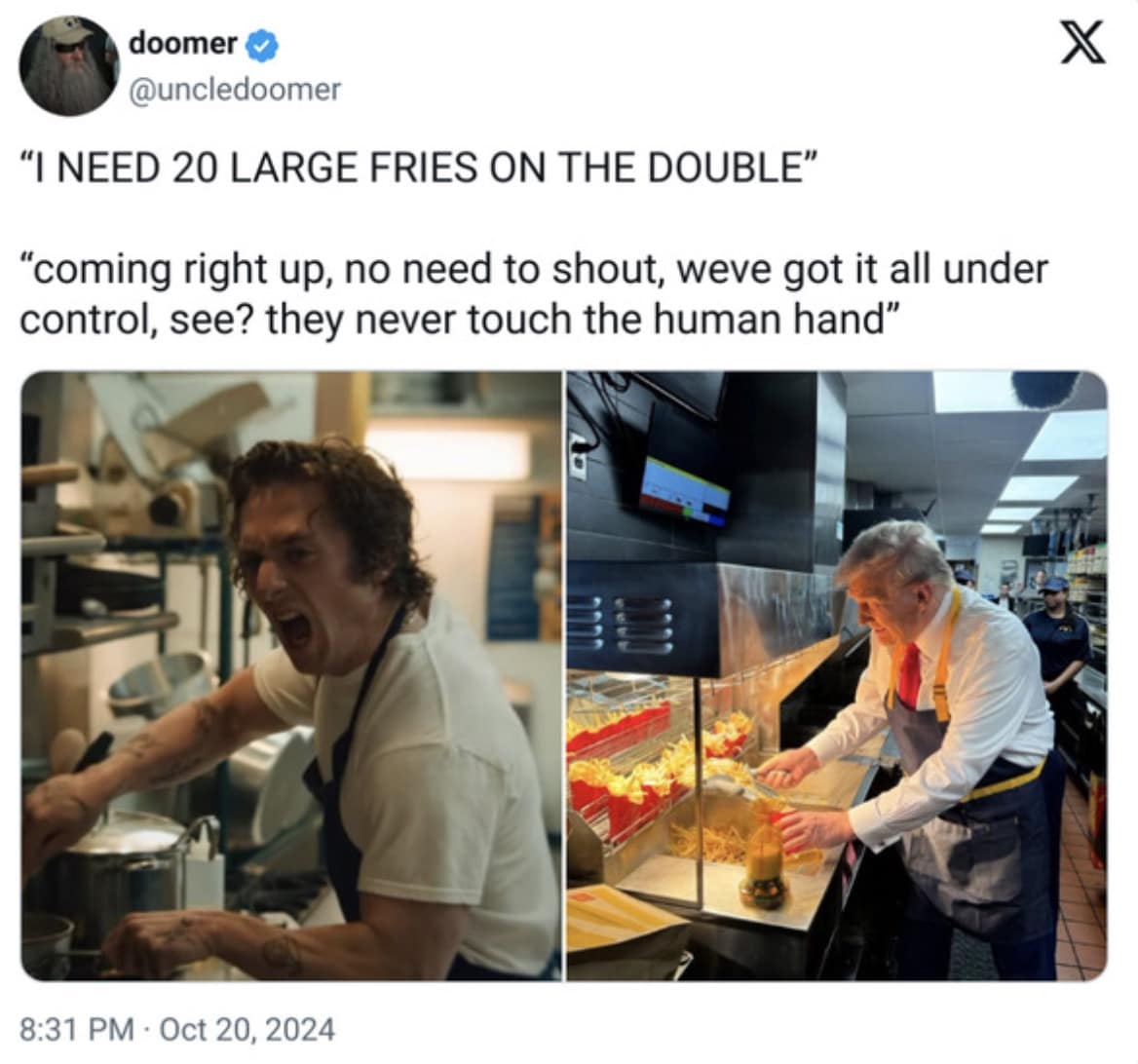 Trump working at mcdonald's memes, Trump mcdonald's memes, Trump fast food memes, Trump McDonald's jokes, Trump drive-thru memes, Trump burger memes, Trump McDonald's parody, Trump fast food stunt memes