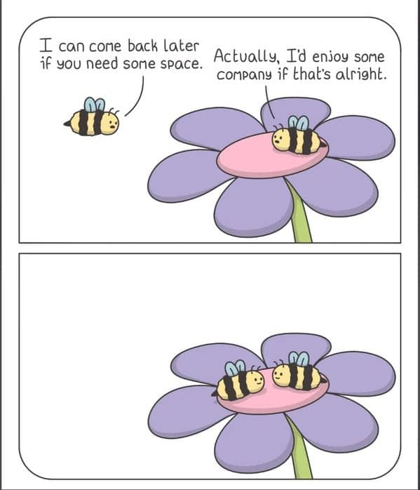 I can come back later if you need some space. Actually, I'd enjoy some company if that's alright.