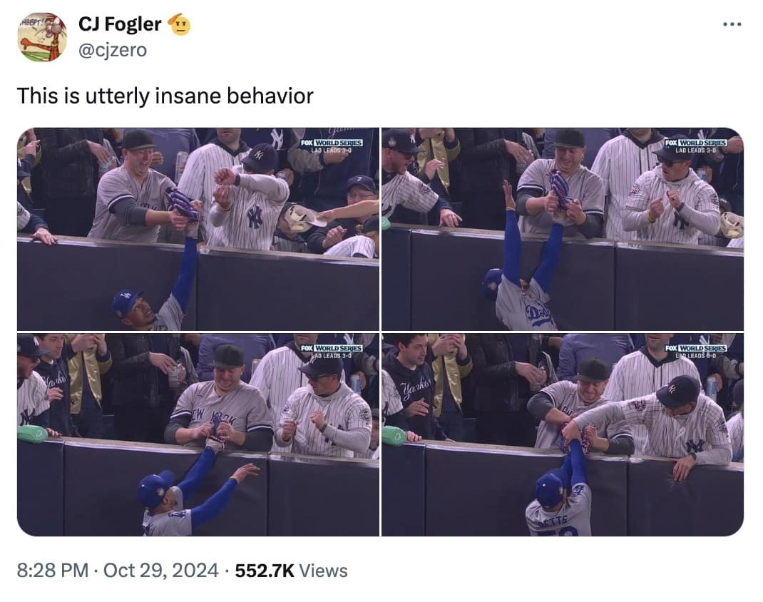 yankees fan interference memes, bronx bedlam, Yankees viral moment memes, Yankees fan chaos memes, Yankees outfield interference memes, World Series fan interference memes, MLB fan interference memes, baseball fan interference memes, World Series viral memes