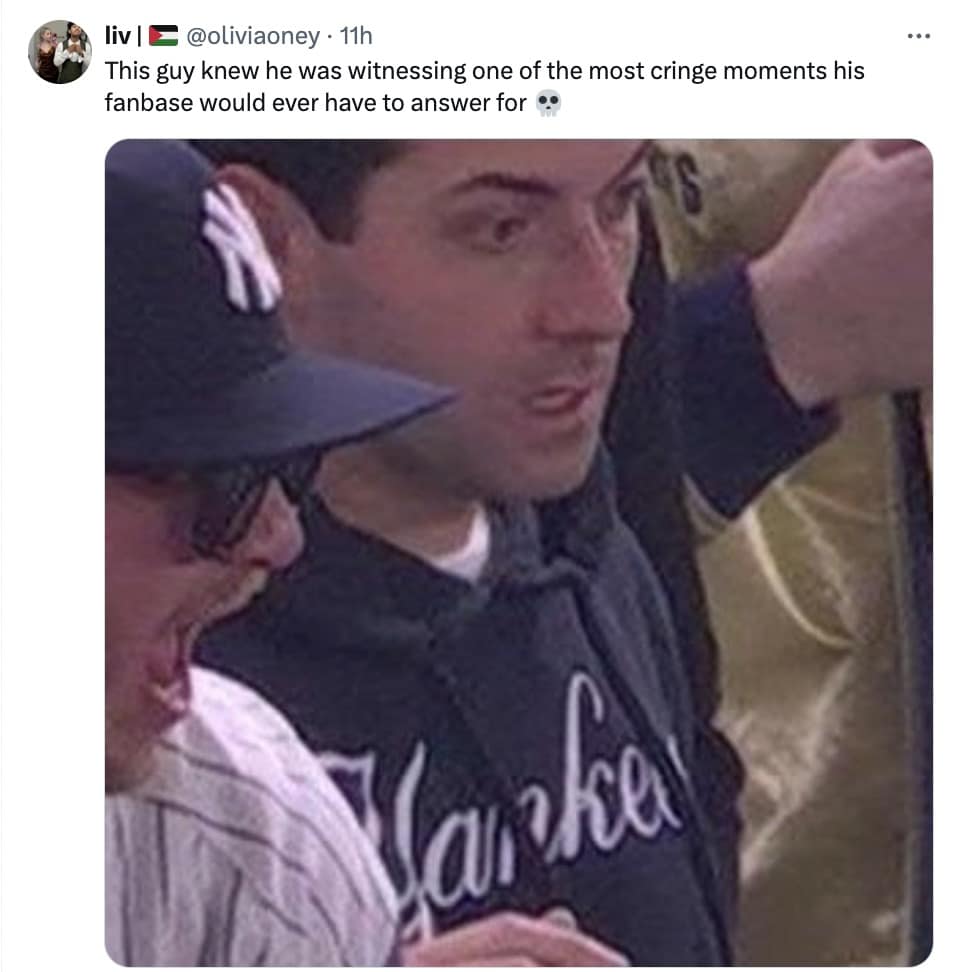 yankees fan interference memes, bronx bedlam, Yankees viral moment memes, Yankees fan chaos memes, Yankees outfield interference memes, World Series fan interference memes, MLB fan interference memes, baseball fan interference memes, World Series viral memes