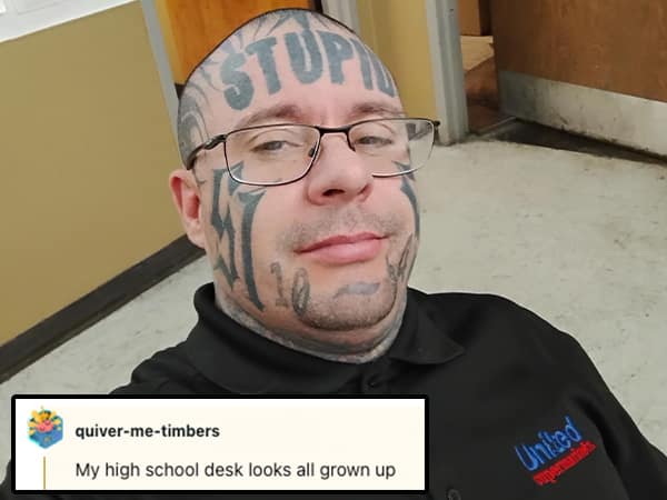 My high school desk looks all grown up