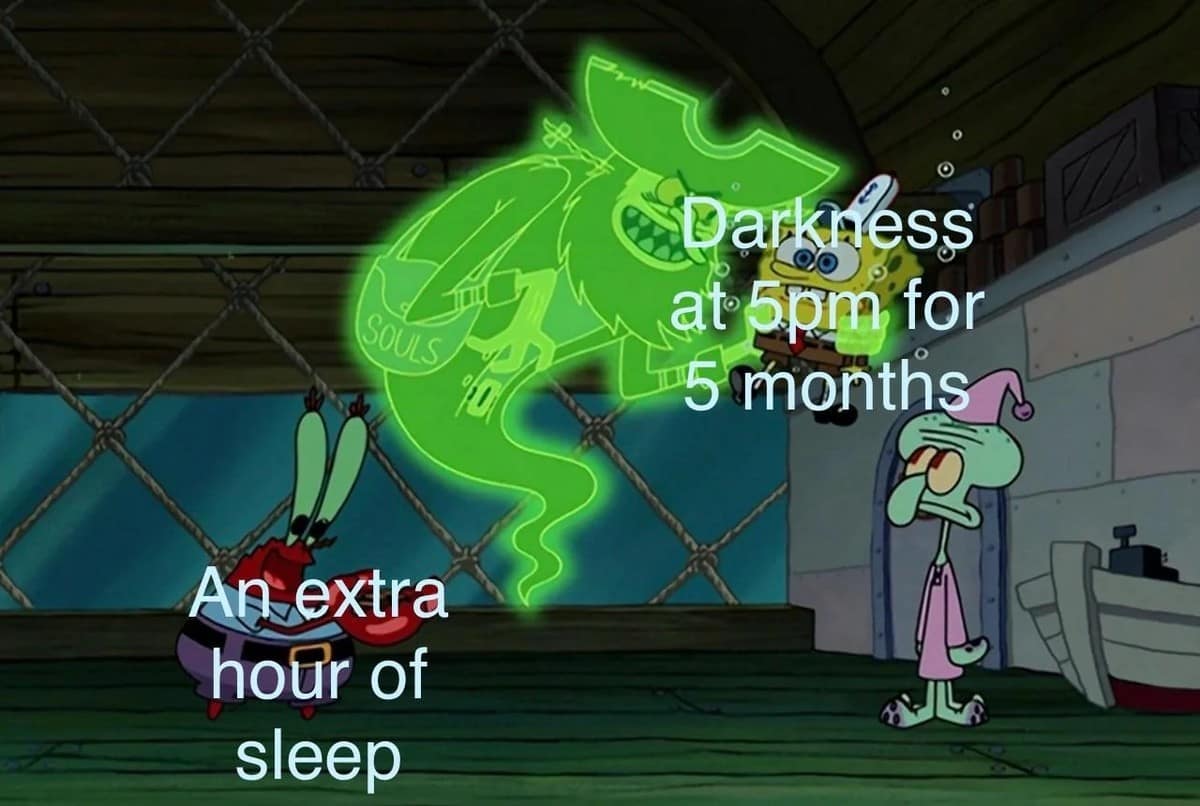 daylight savings time memes, time change memes, early darkness memes, clock change humor, seasonal adjustment memes, sleep schedule memes, darker days humor, time shift laughs, winter darkness memes