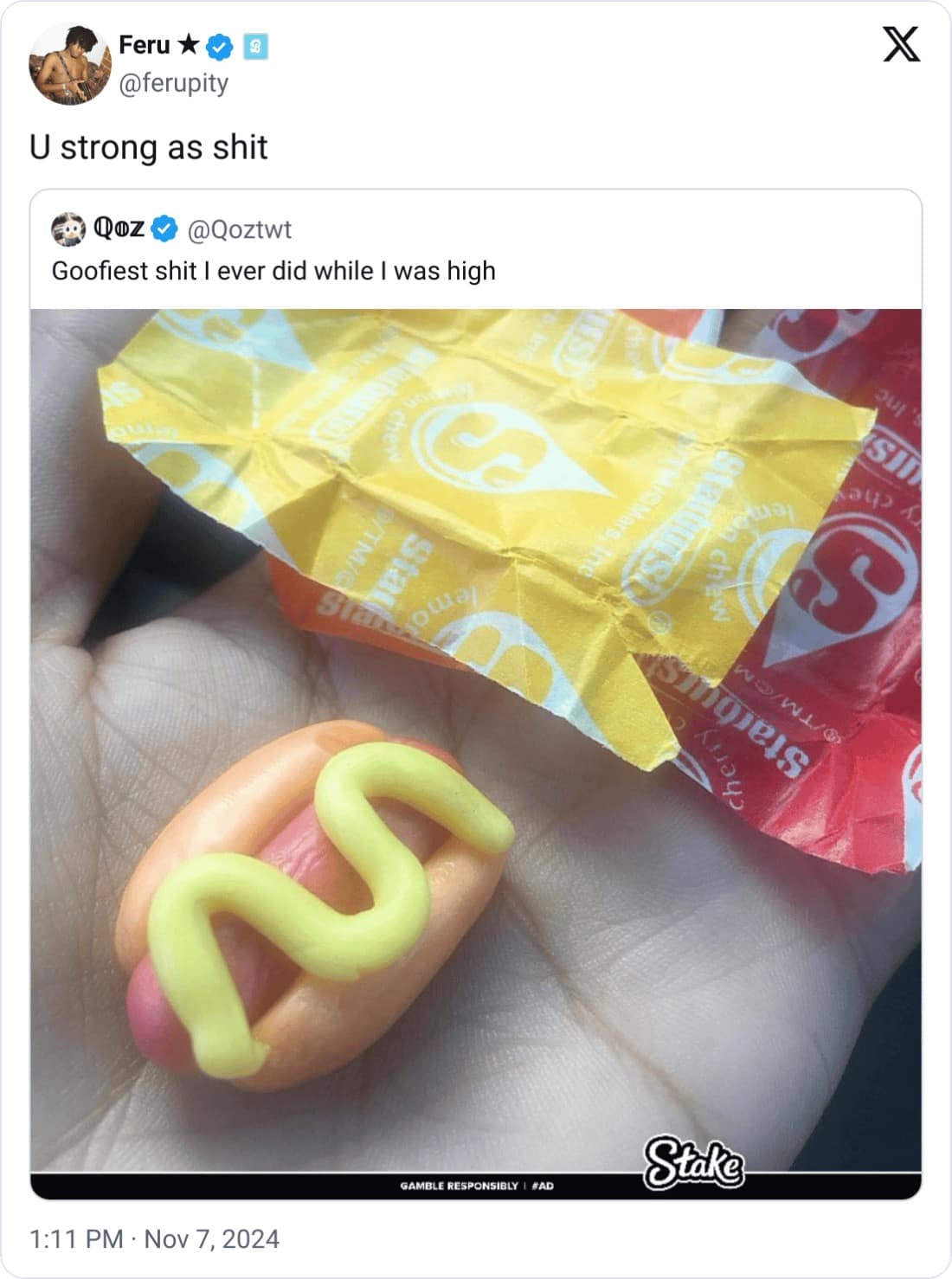 U strong as shit QoZ @Qoztwt Goofiest shit I ever did while I was high