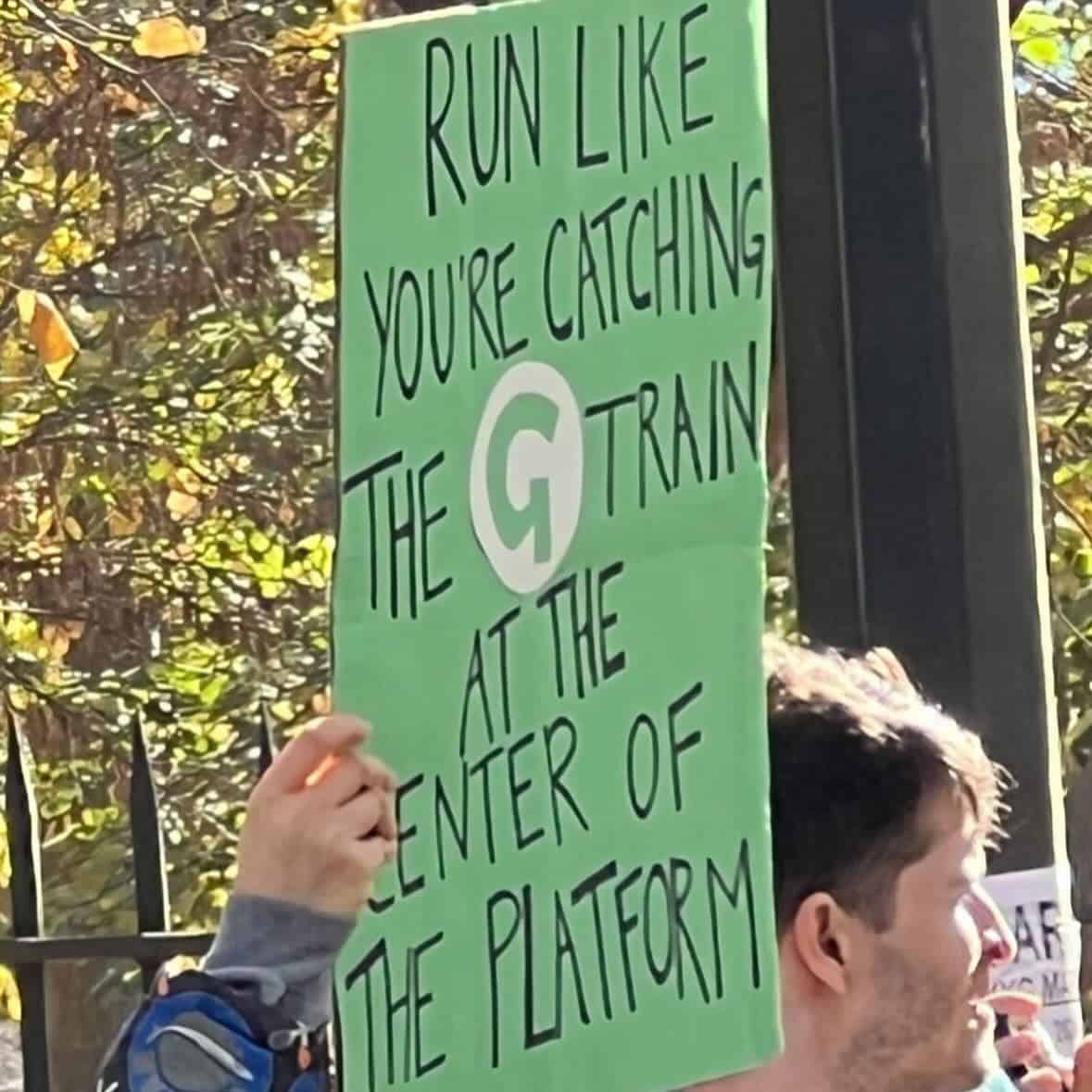 RUN LIKE YOURE CATCHING THE G TRIN AT THE ENTER OF THE PLATFORM