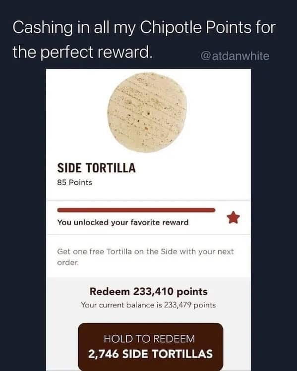 Cashing in all my Chipotle Points for the perfect reward.