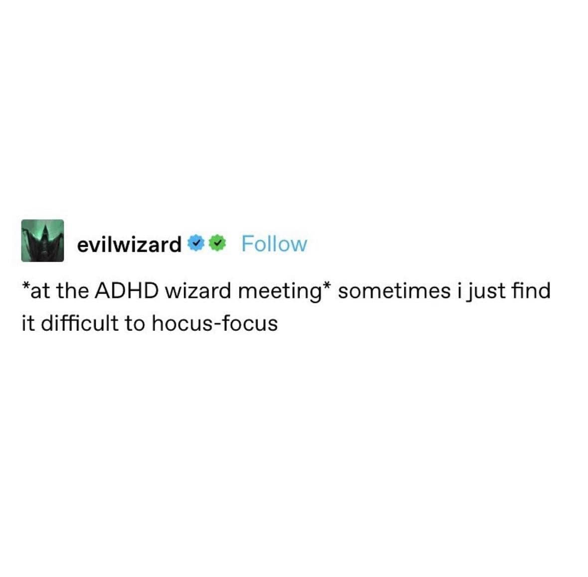 *at the ADHD wizard meeting* sometimes i just find it difficult to hocus-focus
