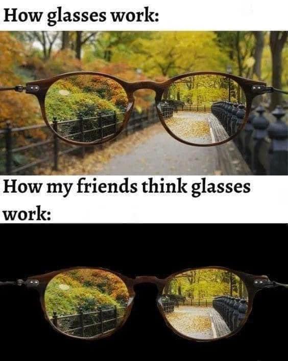 How glasses work: How my friends think glasses work: