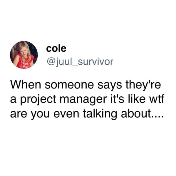 When someone says they're a project manager it's like wtf are you even talking about....