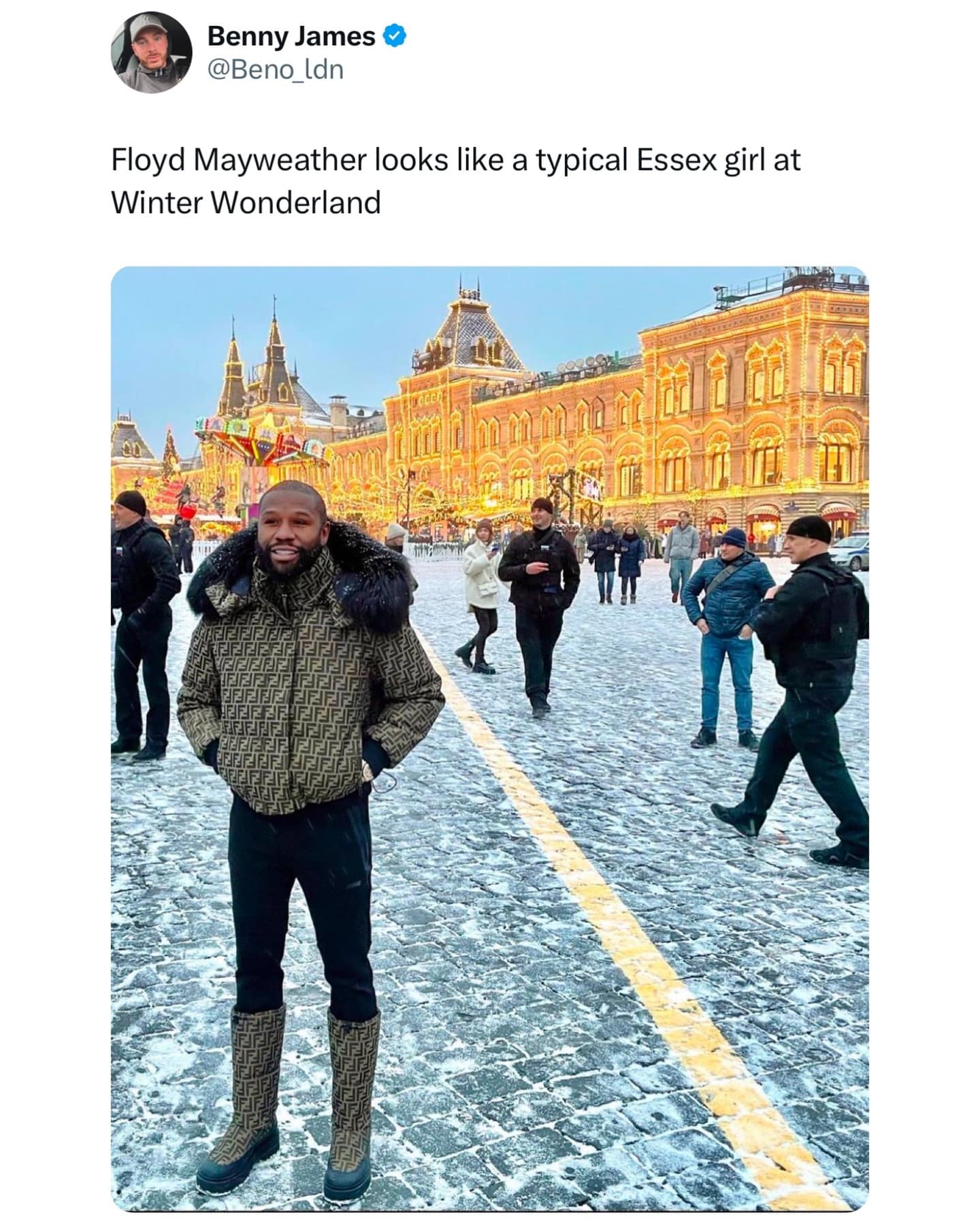 Floyd Mayweather looks like a typical Essex girl at Winter Wonderland