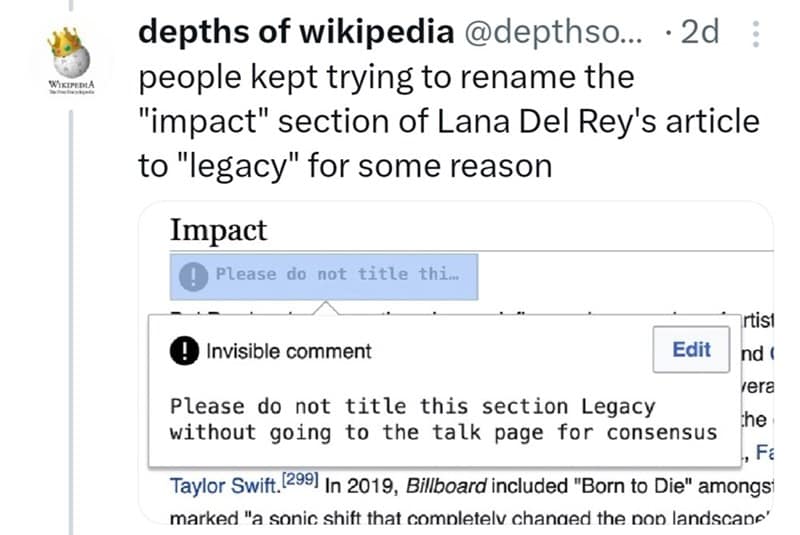 Please do not title this section Legacy without going to the talk page for consensus