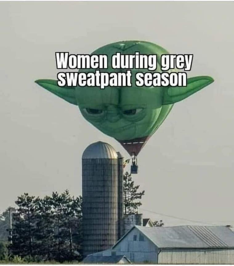 Women during grey sweatpant season