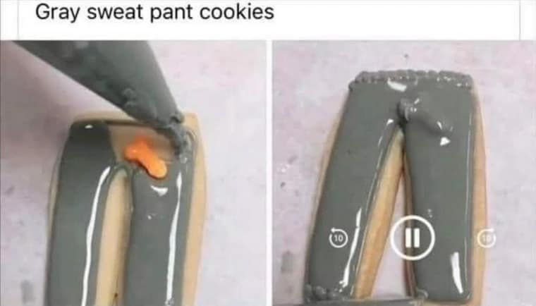 Gray sweat pant cookies