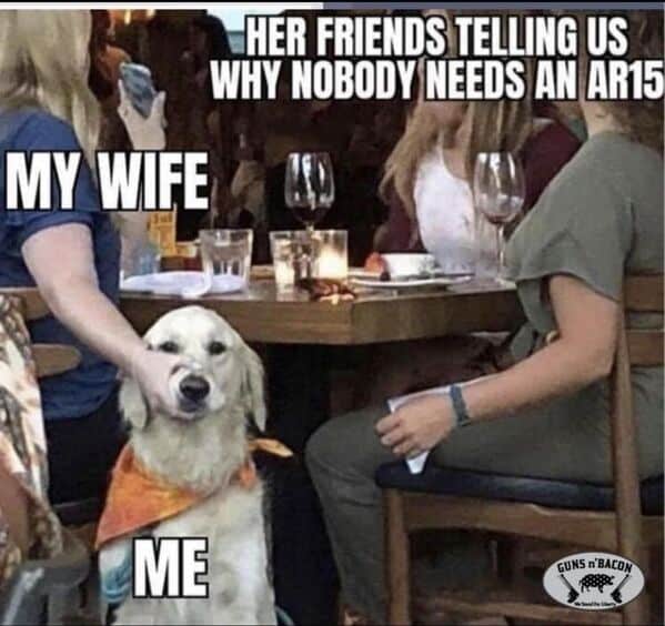HER FRIENDS TELLING US WHY NOBODY NEEDS AN AR15 MY WIFE ME