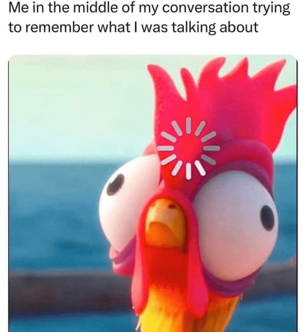 Me in the middle of my conversation trying to remember what I was talking about