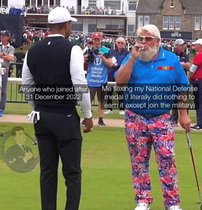 Anyone who joined after 31 December 2022 Me flexing my National Defense medal (I literally did nothing to earn it except join the military)