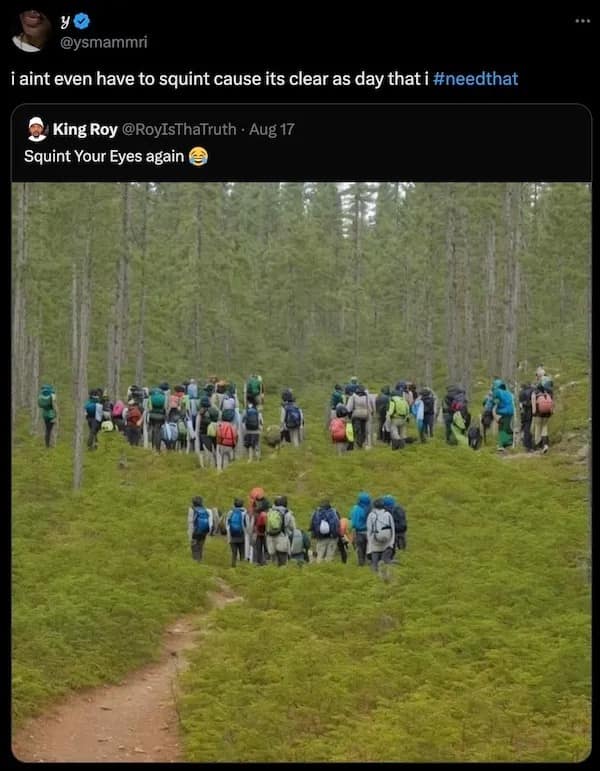 yO @vsmammri i aint even have to squint cause its clear as day that i #needthat King Roy @RoyIsThaTruth • Aug 17 Squint Your Eyes again NEED SOME HEAD