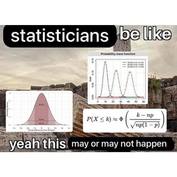 statisticians be like yeah this may or may not happen