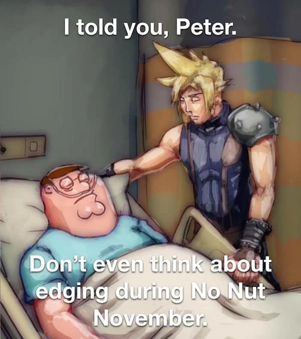 no nut november memes, nnn memes, NNN memes, no nut challenge memes, november memes, self-control memes, challenge memes, funny internet challenges, endurance memes, humorous trends