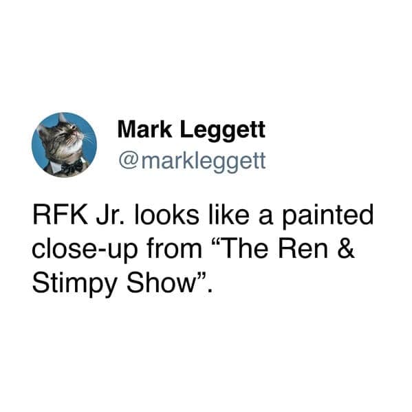 RFK Jr. looks like a painted close-up from "The Ren & Stimpy Show",