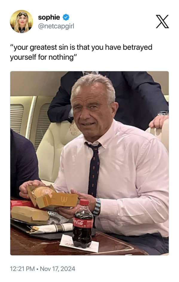 "your greatest sin is that you have betrayed yourself for nothing"