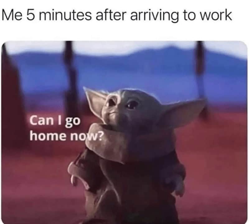 Me 5 minutes after arriving to work Can I go home now?