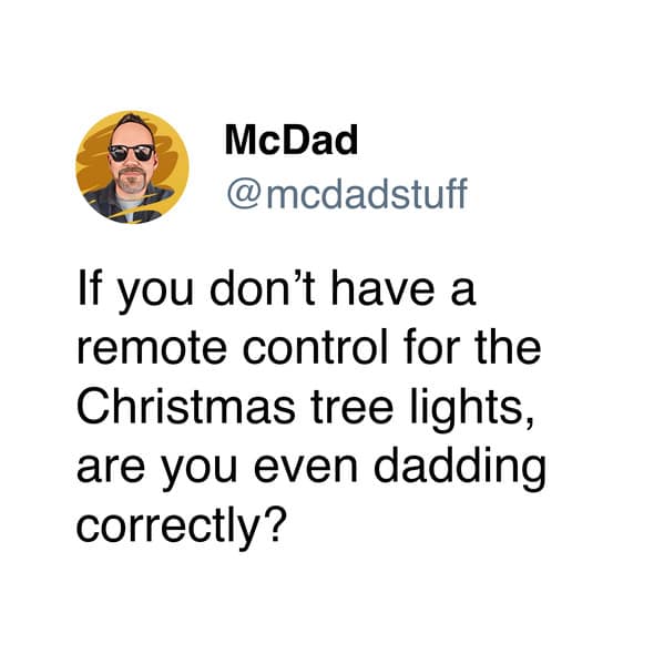 If you don't have a remote control for the Christmas tree lights, are you even dadding correctly?