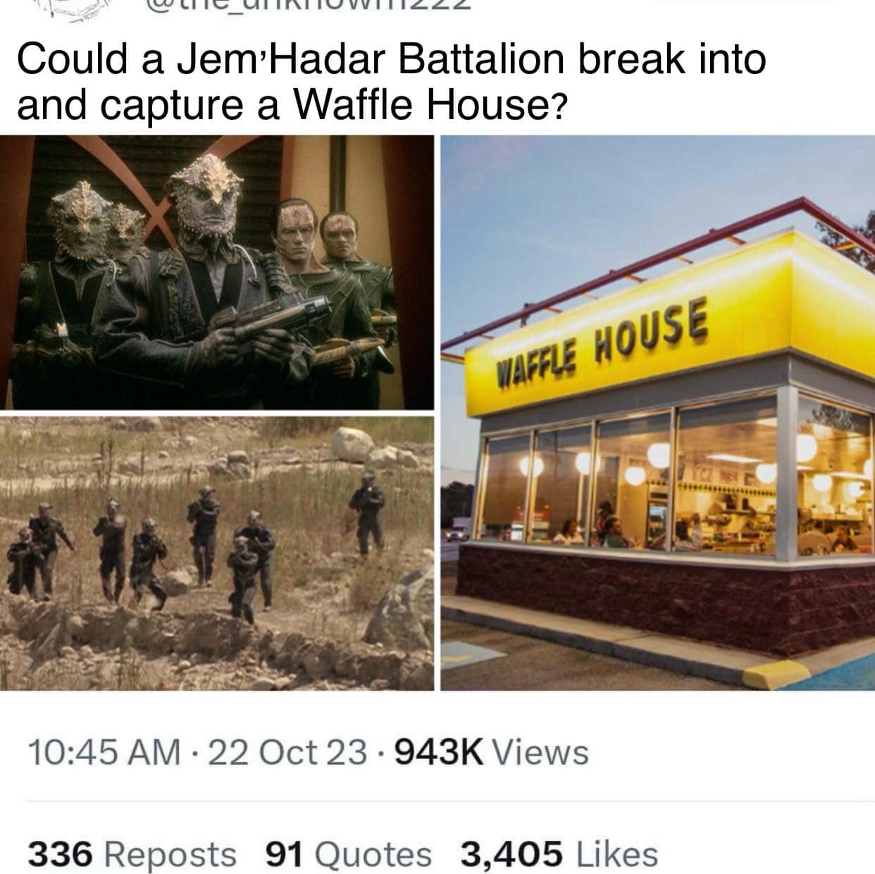 Could a Jem Hadar Battalion break into and capture a Waffle House? WAFFLE HOUSE