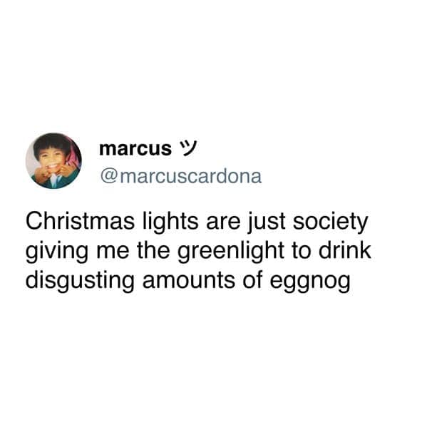 Christmas lights are just society giving me the greenlight to drink disgusting amounts of eggnog