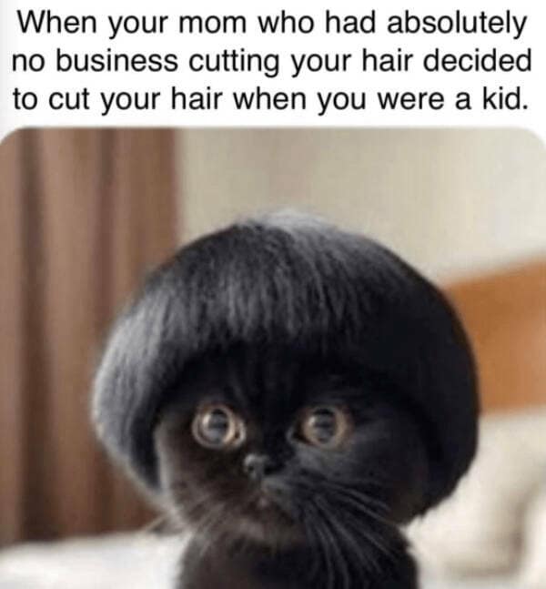 When your mom who had absolutely no business cutting your hair decided to cut your hair when you were a kid.