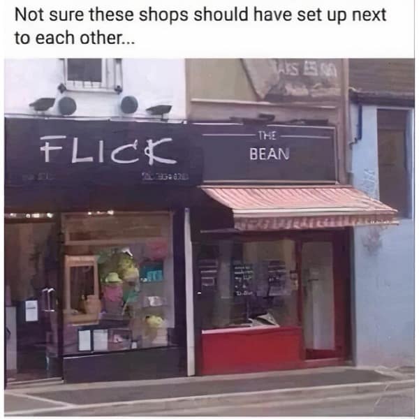 Not sure these shops should have set up next to each other...